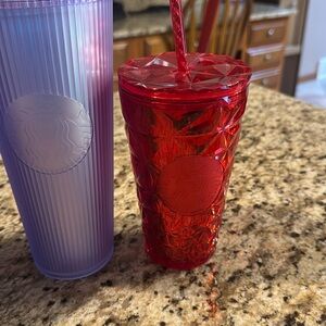 Starbucks Holiday‎ Ruby Red Jeweled Straw Lid Tumbler Grande 16 oz